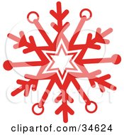 Clipart Illustration Of A Bold Red Snowflake With A Center Star