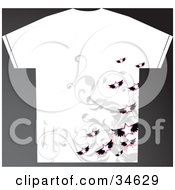 Poster, Art Print Of White Grunge Styled Mans T Shirt With Flying Stars Over Gray Vines