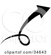 Clipart Illustration Of A Black Arrow Circling And Pointing To The Right by OnFocusMedia
