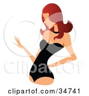 Clipart Illustration Of A Faceless Caucasian Woman With Long Red Hair Wearing A Bodice