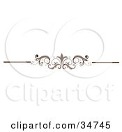 Clipart Illustration Of An Elegant Brown Divider Header Or Lower Back Tattoo Design Of A Flourish With Scrolling Vines And Two Straight Lines