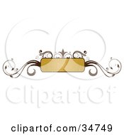 Clipart Illustration Of A Decorative Brown Vines And Flourishes Around A Scratched Grunge Text Box On A White Background