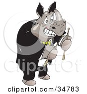 Clipart Illustration Of A Strong Male Rhino In A Tuxedo Holding Drumsticks