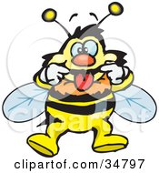 Poster, Art Print Of Bumble Bee Character Pulling Back His Lips While Making A Funny Face