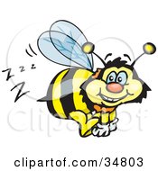 Poster, Art Print Of Bumble Bee Character Buzzing Around While Flying