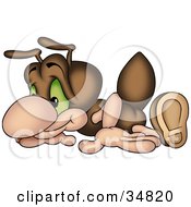 Poster, Art Print Of Cute Brown Ant Character Doing Pushups