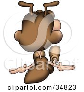 Poster, Art Print Of Cute Brown Ant Character Facing Away And Sitting On The Ground