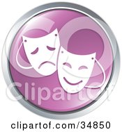 Clipart Illustration Of Emotional Drama Masks On A Purple Website Button
