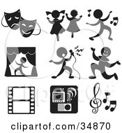 Clipart Illustration Of A Set Of Nine Music And Entertainment Icons by Alexia Lougiaki #COLLC34870-0043