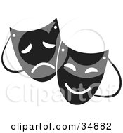 Two Theater Masks With Sad And Happy Expressions