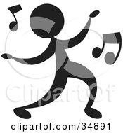 Clipart Illustration Of A Silhouetted Person Dancing A Jig To Music by Alexia Lougiaki #COLLC34891-0043