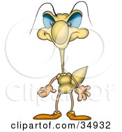 Clipart Illustration Of A Beige Beetle With Big Blue Eyes Facing Front