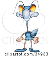 Clipart Illustration Of A Blue Beetle With Orange Eyes Facing Front