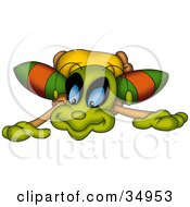 Clipart Illustration Of A Curious Green Beetle Down On The Ground by dero