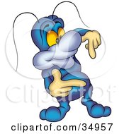Clipart Illustration Of A Blue Beetle Gesturing With His Hands by dero