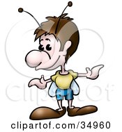 Clipart Illustration Of A Brunette Male Fly Holding His Arms Out