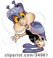 Clipart Illustration Of A Confused Purple Beetle Gesturing by dero
