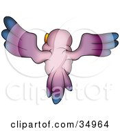 Clipart Illustration Of A Blue And Purple Bird Flying Away