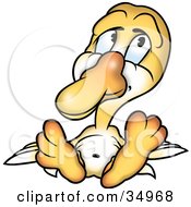 Clipart Illustration Of A Depressed Yellow Duckling Sulking On His Back by dero