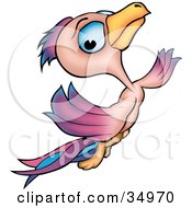 Poster, Art Print Of Pretty Blue Eyed Pink Purple And Blue Bird Flying