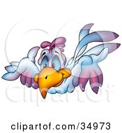 Poster, Art Print Of Flying Blue And Purple Bird With Blue Eyes