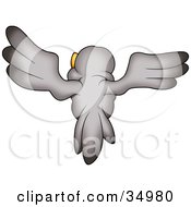 Clipart Illustration Of A Gray Bird Flying Away