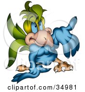 Clipart Illustration Of A Blue And Green Parrot Holding Out His Wing To Accept Something by dero