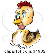 Clipart Illustration Of A Cute And Chubby Yellow Hen by dero