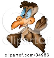 Clipart Illustration Of A Brown Cuckoo Bird Flying