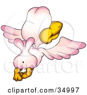 Poster, Art Print Of Pink Bird Flying Away