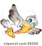Poster, Art Print Of White And Gray Bird With Blue Eyes Tilting His Head While Flying