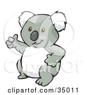Clipart Illustration Of A Friendly Koala Bear Waving by Dennis Holmes Designs