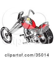 Clipart Illustration Of A Red Chopper Motorcycle