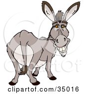 Clipart Illustration Of A Happy Gray Donkey Looking Back