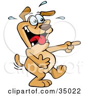 Clipart Illustration Of A Dog Cracking Up And Pointing At Someone Elses Expense