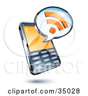Clipart Illustration Of An RSS Symbol On An Instant Messenger Window Over A Cell Phone by beboy
