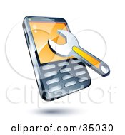 Clipart Illustration Of A Wrench On A Cellphone