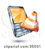 Construction Cone On A Cellphone