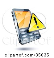Yellow Warning Sign On A Cellphone
