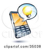 Clipart Illustration Of A Lightbulb On An Instant Messenger Window Over A Cell Phone by beboy
