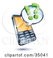 Poster, Art Print Of Question Mark And Exclamation Point On A Chat Window Over A Cell Phone