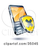 Poster, Art Print Of Yellow X Shield On A Cellphone