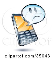 Poster, Art Print Of Sad Face On An Instant Messenger Window Over A Cell Phone