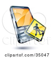 Clipart Illustration Of A Digging Construction Sign On A Cellphone by beboy