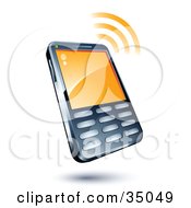 Clipart Illustration Of A Cell Phone With Signal Waves by beboy
