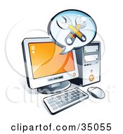 Clipart Illustration Of Wrenches On An Instant Messenger Window Over A Desktop Computer Screen by beboy