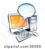 Clipart Illustration Of A Blank Instant Messenger Window Over A Desktop Computer Screen by beboy