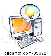 Poster, Art Print Of Light Bulb On An Instant Messenger Window Over A Desktop Computer Screen