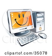 Smiley Face On A Desktop Computer Screen