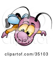 Clipart Illustration Of A Happy Purple Bug Flying